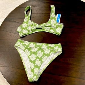 NWT new Cupshie bikini high waist green floral super cute size medium